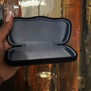 Gucci Navy Blue Velvet Eyeglass Case with Gold Logo
